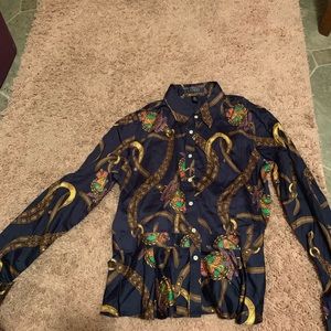 Ralph Lauren peplum style, long sleeve blouse.